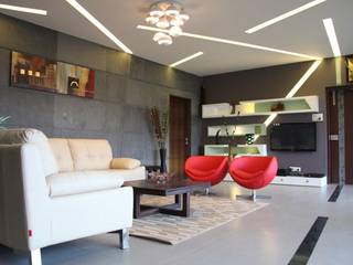 pent house for Mr. Jahagirdar At nanded, 4th axis design studio 4th axis design studio モダンデザインの リビング