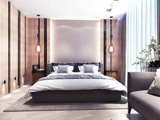 Bedroom parents. apartment building, Your royal design Your royal design Minimalist bedroom Wood Brown