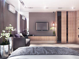 Bedroom parents. apartment building, Your royal design Your royal design ミニマルスタイルの 寝室 木 ベージュ
