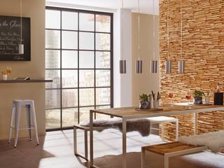 Holzpaneele - Holz Design, Rimini Baustoffe GmbH Rimini Baustoffe GmbH 地中海デザインの ダイニング 木
