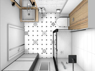 Łazienka industrialna, black design black design Salle de bain industrielle Bois Effet bois