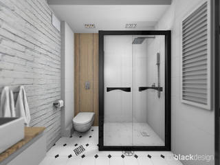 Łazienka industrialna, black design black design Industrial style bathroom Ceramic