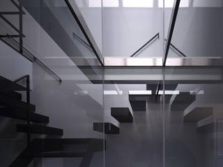 ガラスの筒の家, 藤原・室 建築設計事務所 藤原・室 建築設計事務所 Modern Corridor, Hallway and Staircase