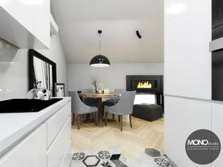 Minimalistyczne mieszkanie z antresolą, MONOstudio MONOstudio Cocinas de estilo minimalista