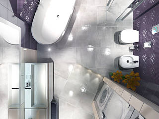 Bathroom with curved walls, Your royal design Your royal design Minimalistische Badezimmer Lila/Violett