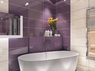 Bathroom with curved walls, Your royal design Your royal design Minimalist style bathroom Purple/Violet