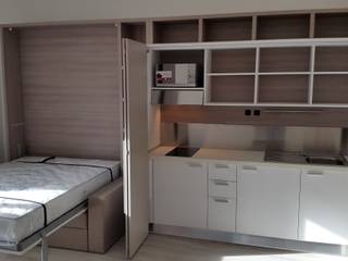 Cucina a scomparsa + Letto a scomparsa - MiniCucina monoblocco da cm.240 con ante – MILANO, SIZEDESIGN SMART KITCHENS & LIVING SIZEDESIGN SMART KITCHENS & LIVING Modern Mutfak Depo & Kiler