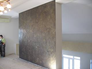 Декоративное покрытие в технике "пакет". Стена камина, Decor-Live Decor-Live Living room