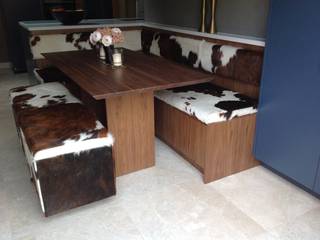 Cowhide Bench Seating, Hide and Stitch Hide and Stitch غرفة السفرة