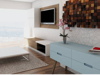 PH CITYVIEW, AParquitectos AParquitectos Living roomTV stands & cabinets Wood Blue