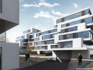 Design of apartment building in Prague - Uhrineves, Czech Republic, Filipenka architect Filipenka architect Habitats collectifs Béton armé