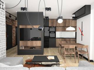Projekt mieszkania w Czeladzi, OES architekci OES architekci Modern living room MDF Black