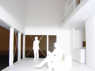 模型は『家造りの便利グッズ』, アース建築工房 アース建築工房 Moderne Wohnzimmer Massivholz Weiß
