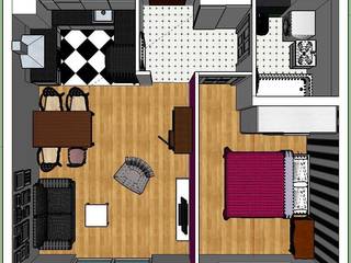projekt mieszkania o pow. 43m2, nklim.design nklim.design Eclectic style walls & floors