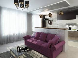 2к.кв в ЖК Никольский (70кв.м), ДизайнМастер ДизайнМастер Eclectic style living room Purple/Violet