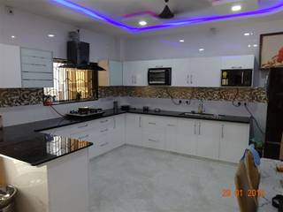 high gloss white hdf material aashita modular kitchen Modern kitchen MDF