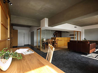 Kyoto - apartment house - Renovation, ALTS DESIGN OFFICE ALTS DESIGN OFFICE Rustykalny salon Drewno Brązowy