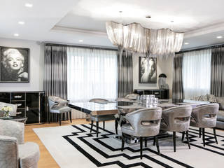 A Cosmopolitan full of luxury and rock n roll chic style, Peter Staunton Interior Design Peter Staunton Interior Design غرفة السفرة الحديد / الصلب