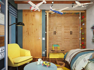 Детская комната в стиле авиа для юного летчика, Студия дизайна ROMANIUK DESIGN Студия дизайна ROMANIUK DESIGN Дитяча кімната