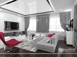 Biel złamana fuksją, All Design- Aleksandra Lepka All Design- Aleksandra Lepka Modern living room