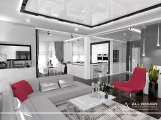 Biel złamana fuksją, All Design- Aleksandra Lepka All Design- Aleksandra Lepka Modern living room