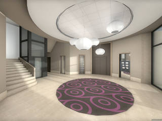 Réhabilitation contemporaine d'un hall d'entrée de bureaux projet 3D, réHome réHome Commercial spaces