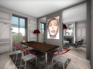 Projet 3D réhabilitation moderne d'un appartement à Lyon 6, réHome réHome Modern dining room