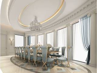 Fascinating Formal Dining Room Design, IONS DESIGN IONS DESIGN Kolonialna jadalnia Marmur Niebieski