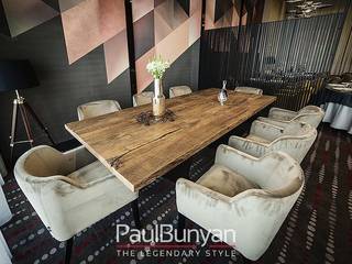 Stół dębowy ze starego drewna i metalu - model TM, PaulBunyan PaulBunyan غرفة السفرة خشب Wood effect
