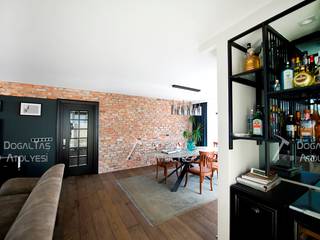 Tuğla Duvar Uygulama, Doğaltaş Atölyesi Doğaltaş Atölyesi Rustic style living room Bricks