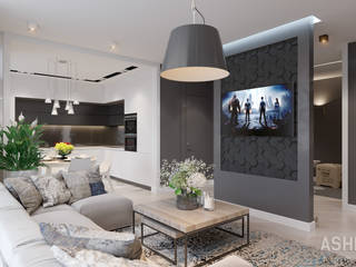 Квартира в ЖК Сосны, Студия авторского дизайна ASHE Home Студия авторского дизайна ASHE Home Eclectic style living room