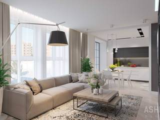 Квартира в ЖК Сосны, Студия авторского дизайна ASHE Home Студия авторского дизайна ASHE Home Eclectic style living room