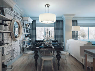 2 bedroom apartment. New York, KAPRANDESIGN KAPRANDESIGN 에클레틱 다이닝 룸 우드 청록색
