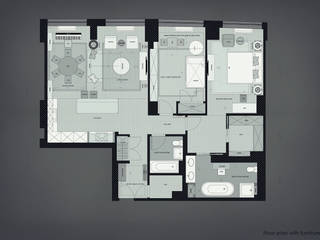 2 bedroom apartment. New York, KAPRANDESIGN KAPRANDESIGN Pintu & Jendela Gaya Eklektik Kayu Grey