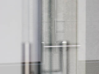Badezimmer mit Glasfront zum Schlafzimmer, ARTfischer Die Möbelmanufaktur. ARTfischer Die Möbelmanufaktur. オリジナルスタイルの お風呂 ガラス 透明