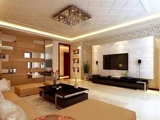 2 storey house INTERIOR in DHANBAD, JHARKHAND, INDIA., Elegant Dwelling Elegant Dwelling Asyatik Oturma Odası Kontraplak TV Dolabı & Mobilyaları
