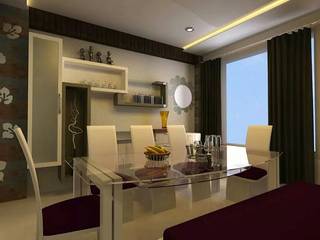 2 storey house INTERIOR in DHANBAD, JHARKHAND, INDIA., Elegant Dwelling Elegant Dwelling Modern dining room Plywood