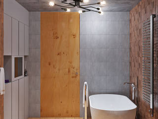 Душевая и ванная комнаты класса люкс, Студия дизайна ROMANIUK DESIGN Студия дизайна ROMANIUK DESIGN Kamar Mandi Gaya Industrial