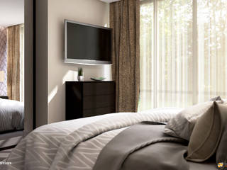 CHISWICK PARK – LONDON - ENGLAND, KRISZTINA HAROSI - ARCHITECTURAL RENDERING KRISZTINA HAROSI - ARCHITECTURAL RENDERING Modern style bedroom