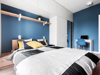 Mieszkanie Kraków, JF architektura wnętrz Katarzyna Janus-Fic JF architektura wnętrz Katarzyna Janus-Fic Bedroom MDF Blue