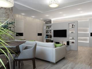 3к.кв. в ЖК Ямайка (118 кв.м.), ДизайнМастер ДизайнМастер Eclectic style living room Beige