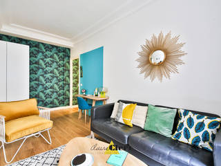 JUNGLE SCANDINAVE PARIS, CLAIRE CLERC DECORATION INTERIEURE CLAIRE CLERC DECORATION INTERIEURE Scandinavian style living room Wood Wood effect