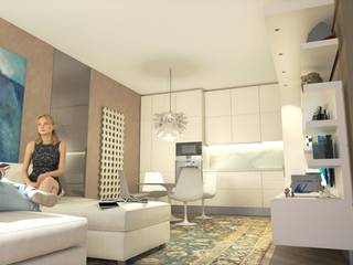 Mini appartamento da 60 mq - 60 sqm flatlet, Planet G Planet G 现代客厅設計點子、靈感 & 圖片