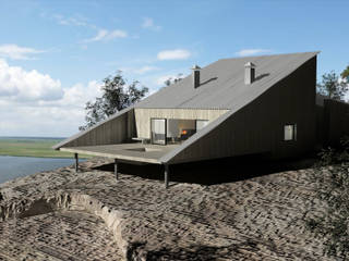 Dom letniskowy na skale, BIG IDEA studio projektowe BIG IDEA studio projektowe Industrial style houses Wood Wood effect