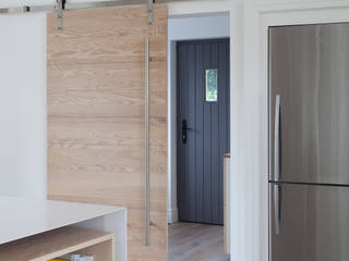 White Kitchen Designer Kitchen by Morgan Modern Corridor, Hallway and Staircase entrance door,doorway,door,kitchen