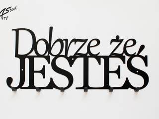 Wieszak na ubrania Dobrze że jesteś, pomysł na prezent, Art-Steel Art-Steel Paredes y pisos modernos Hierro/Acero