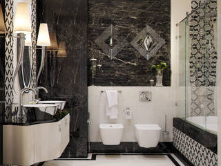 Ванная комната "Black & white" vol. 1, Студия дизайна Дарьи Одарюк Студия дизайна Дарьи Одарюк Kamar Mandi Modern