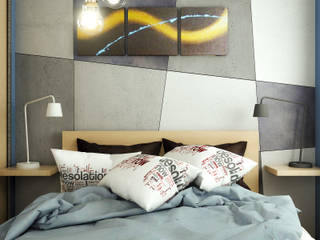Sypialnia z betonem dekoracyjnym, MS Studio Design MS Studio Design
