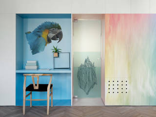 Rainbow Pixers 미니멀리스트 서재 / 사무실 wall mural,wallpaper,parrot,summer,abstract