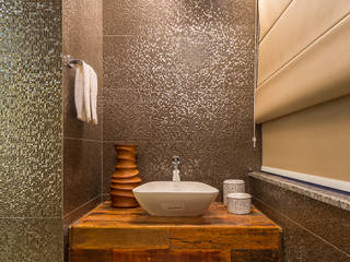 Banheiro sofisticado, Flaviane Pereira Flaviane Pereira 現代浴室設計點子、靈感&圖片 實木 Multicolored